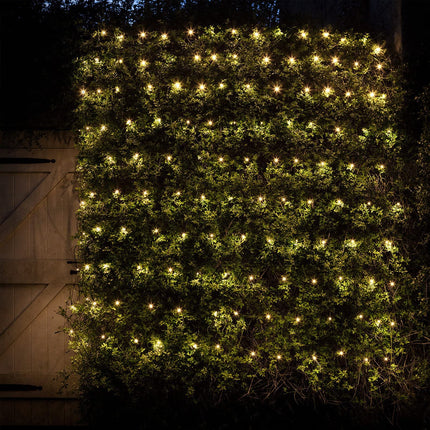 echosari Solar Powered Christmas Bush Lights, 200 LED 9.8Ft x 6.6Ft Dark Green Wire Auto On/Off 8 Modes Mesh Lights for Outdoor Bushes Shrubs Lawn Decoration (Warm White)
