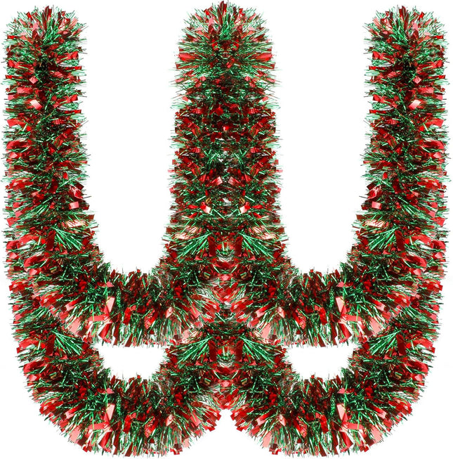 59 Feet Christmas Tinsel Garland Metallic Twist Garland Shiny Hanging Garland Ornaments for Christmas Tree Party Supplies Indoor and Outdoor Decoration (Red Green)