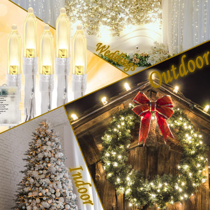 Holiday Essence Warm White LED Xmas String Lights Set, 8 Modes 50 LEDs Battery Powered with Timer, 17 Feet for Indoor Outdoor Use, Festive Décor for Tree Wreaths Bedroom Decorations