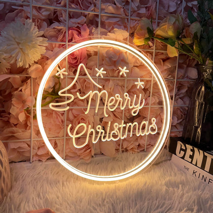Merry Christmas Neon Sign for Wall Decor, Christmas LED Sign Dimmable Neon lights Signs for Bedroom Home Bar Pub Christmas Year Party Decorations