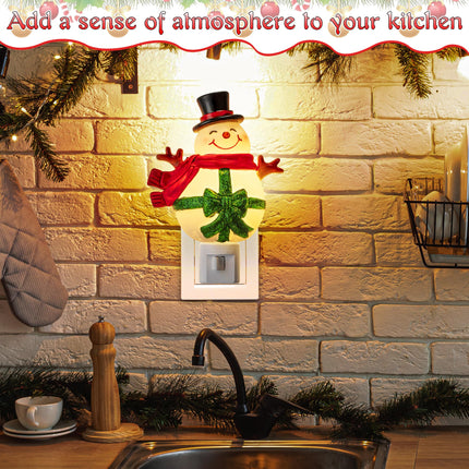 Christmas Night Lights Plug into Wall, Christmas Decorative Night Light with Manual Switch, 360 Degree Swivel Plug, Christmas Plug in Night Light for Home Bedroom Decor Ornaments (Snowman)