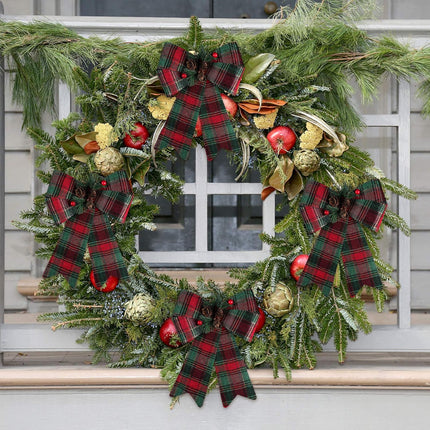 URATOT 6 Pack Christmas Wreaths Bows with Pinecones Needles Xmas Decorations Bows Natural Christmas Tree Bows for Holiday Decoration or DIY Crafts, 9 x 12 Inches