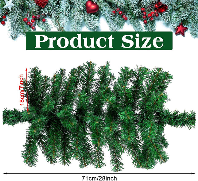2 Pieces Artificial Christmas Swag 28 Inch Faux Pine Swag Greenery Pine Swags for Christmas Lush Christmas Window Swags for Mailbox Outdoor Holiday Wreath Home Door Xmas Fireplace Decorating