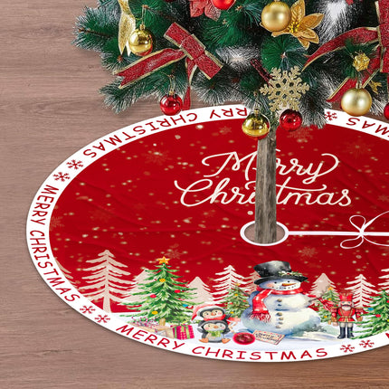 Christmas Tree Skirt 48 Inches,Snowman Xmas Tree Skirts for Christmas Happy Year Party Home Farmhouse Decor,Merry Christmas Tree Skirts for Christmas Decorations