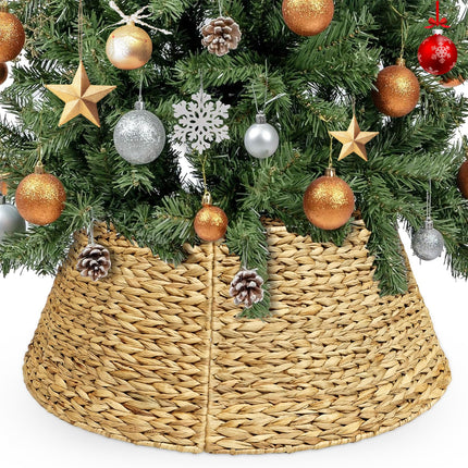27in Christmas Tree Collar, Hand-Woven Natural Wicker Christmas Tree Basket Base Beautiful Christmas Tree Base Cover for Christmas Decoration