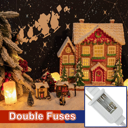 Meonum Replacement Cord Light with 2 Bulbs, Christmas Halloween Village Light with Outlet and Spare Fuse, 0.6W LED Plug in Crafts House Decor Accessories White Indoor String Lights(4 Pack)