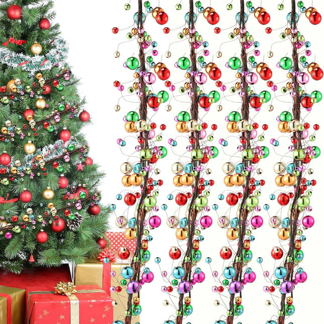 Multicolored Christmas Ornament Christmas Bulb Ball Garland Hanging Baubles Colorful Christmas Garland Colorful Ornament Balls for Christmas Tree Fireplace Wreath Decor (36 Feet)