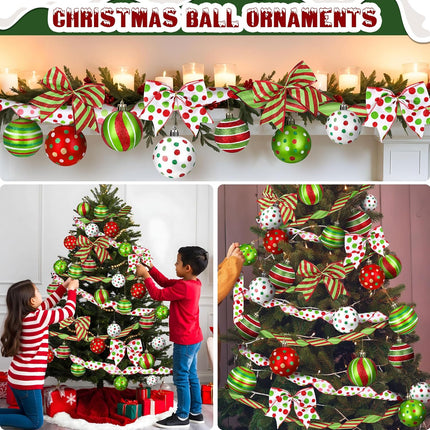 Christmas Tree Decorations, 12 Pcs 2.4 Inch Plastic Christmas Tree Balls Ornaments Set