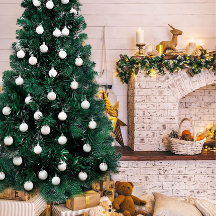 Lulu Home Halloween Hanging Ornaments, 34 Count Pre-Strung Plastic Balls, Shatterproof Barrel Packed Balls for Holiday Halloween Party Wreath Tabletop Tree Decorations, 1.57 Inch, White