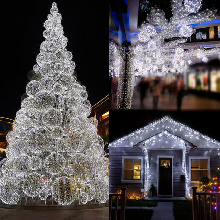 Twinkle Star Christmas Fairy Lights Battery Operated, 33ft 100 LED Waterproof Silver Wire String Light, Remote Control & 8 Modes Indoor Outdoor Xmas Tree Wedding Party Decorations, White, 1 Pack