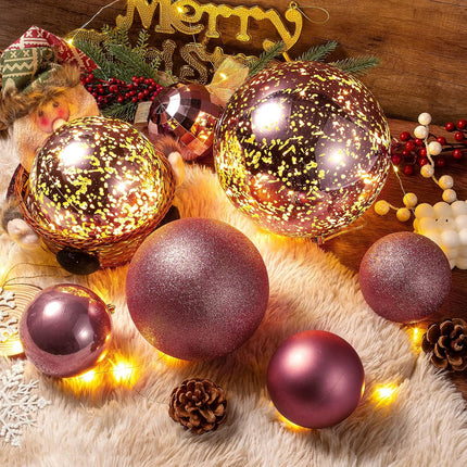 XmasExp Large Christmas Ornaments Christmas Ball Ornaments Pink Giant Shatterproof Christmas Ornaments Mercury Ball Christmas Tree Ornaments for Holiday Party (Pink, 6.0" (2pcs))