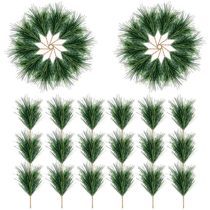60 PCS Artificial Green Pine Needles Branches-Small Pine Twigs Stems Picks-Fake Greenery Pine Picks for Christmas Garland Wreath Embellishing and Home Holiday Garden Decoration