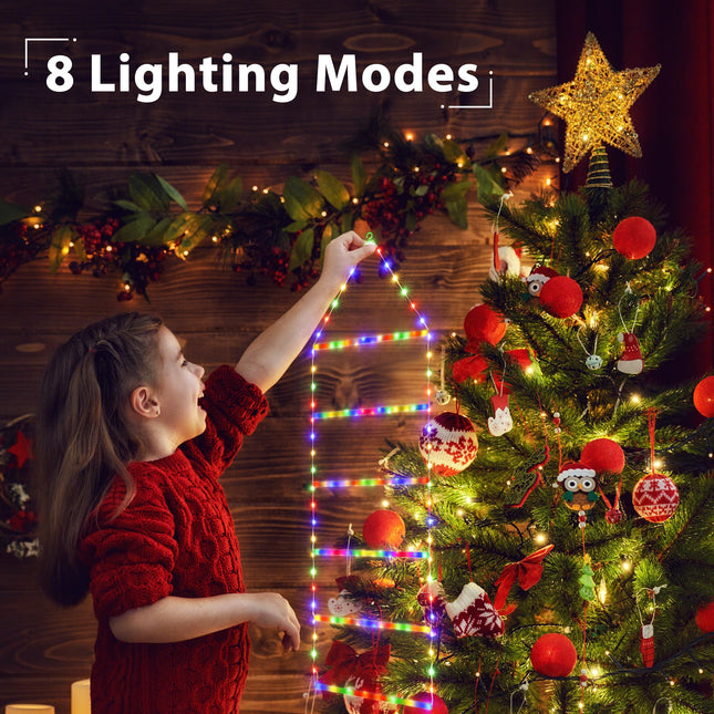 Christmas Decorations Ladder Lights, 3.3ft LED Christmas Lights Indoor with Timer, 8 Modes, Christmas Decorative Lights for Home, Wall, Garden, Xmas Party, Indoor Window Wall Decorations (Multicolor)