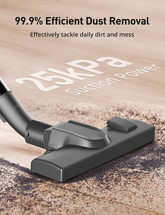 Aspiron Canister Vacuum Cleaner, 1300W Bagged Canister Vacuum, Turbo Brush, 5 Tools, 3.7Qt, H13 Hepa Filter, Automatic Cord Rewind, Vacuum Cleaner For Carpets, Hardwood Floors, Pet Hair, Blue