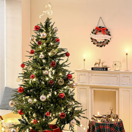 Light Up Reindeer Christmas Tree Topper, Metal Gold Glittery Elk Tree Topper with 25 LED Warm Lights, Battery Operated Cute 2D Deer for Unique Christmas Tree Decoration, Centerpiece