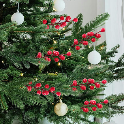 24 Pcs Christmas Artificial Pine Picks and Red Berry Stems, 10.5 Inch Greenery Pine Sprigs, 8 Inch Red Berry Branches, Faux Holiday Floral Picks for Wreaths, Garlands, Craft DIY, and Xmas Decorations