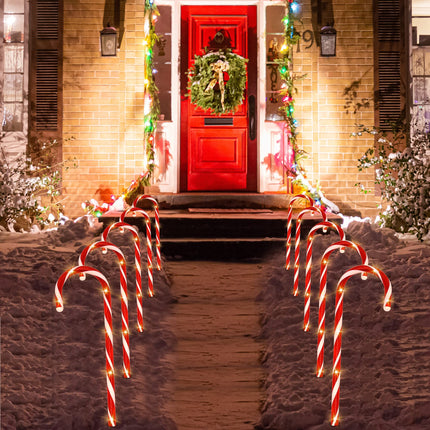 Joiedomi 23" Christmas Candy Cane Pathway Lights, 6 Packs Outdoor Christmas Stakes Lights with 36 Warm White Lights for Holiday Xmas Walkway Yard Patio Garden Sidewalk