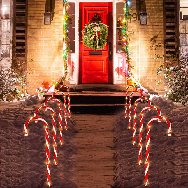 Joiedomi 23" Christmas Candy Cane Pathway Lights, 6 Packs Outdoor Christmas Stakes Lights with 36 Warm White Lights for Holiday Xmas Walkway Yard Patio Garden Sidewalk