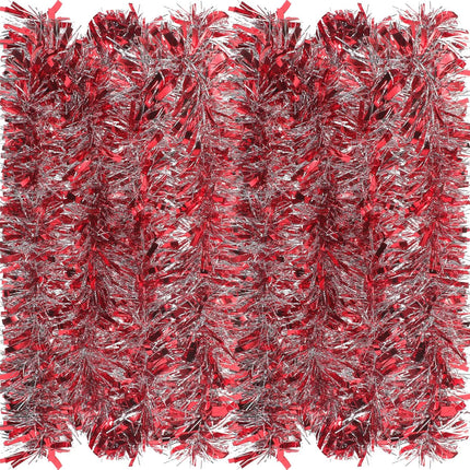 32.8 ft x 4 Inches Christmas Red Tinsel Garland Xmas Metallic Twist Garland Glitter Tree Garland Christmas Parade Float Decorations for Christmas Tree Wreath Party Indoor Outdoor Decor