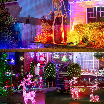 JACKYLED Christmas Solar Spot Lights, 84 LED RGB Solar Lights Outdoor Waterproof with 9 Modes, 360° Adjustable Solar Landscape Spotlights for Halloween Xmas Decorations, Yard, Garden, Path, 4 Pack