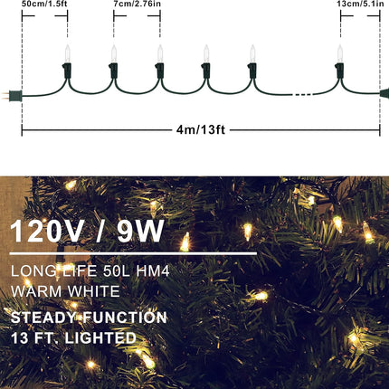 Woohaha Outdoor Christmas Lights,120V UL 2 Pack 13ft 50 Mini String Lights Connectable, Waterproof Fairy Lights for Garden Xmas Tree Wedding Wreath Party Decoration (Warmwhite 2 pcs)