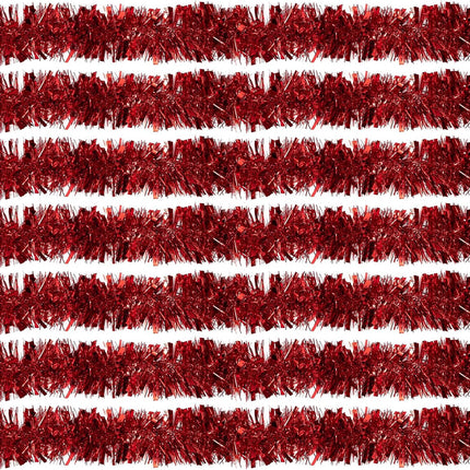 100 FT Red Tinsel Garland Christmas Halloween Tinsel Garland Decorations Metallic Tinsel Twist Garland for Christmas Tree Year Holiday Birthday Party Decorations (3.54" x 50', Red)