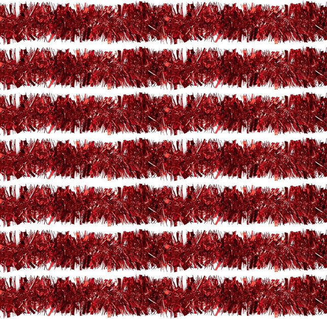 100 FT Red Tinsel Garland Christmas Halloween Tinsel Garland Decorations Metallic Tinsel Twist Garland for Christmas Tree Year Holiday Birthday Party Decorations (3.54" x 50', Red)