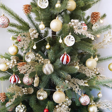 Winlyn 12 Pcs Christmas Artificial Pine Branches Champagne Glitter Pine Needles with Pinecone and Berries Christmas Floral Picks 14.2" for Champagne Christmas Tree Wreaths Centerpieces Holiday Décor