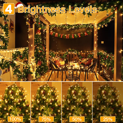 Ollny Christmas Tree Lights 400LED 132FT, Remote Plug-in Christmas Lights with Timer and 8 Modes, Waterproof Outdoor String Lights for Thanksgiving Xmas House Indoor Outside Decorations(Warm White)