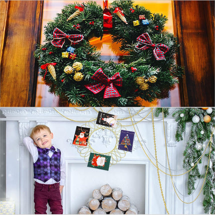 Ferraycle 2 Pcs Metal Christmas Card Holder Wall Display Christmas Card Wreath Spiral Photo Insert Card Display for Xmas Holiday Wall Hanging Decoration(13 Inch,Golden)