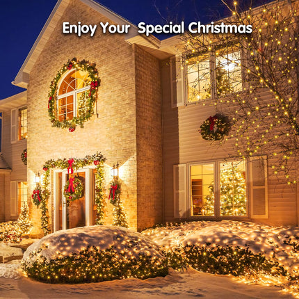 BlcTec Christmas Net Lights, 360 LED 9.8ft x 6.6ft Outdoor Christmas Lights with 8 Modes, Timer, Connectable, Waterproof Design for Tree, Bushes, Shrubs, Yard Outdoor Christmas Decorations, Warm White