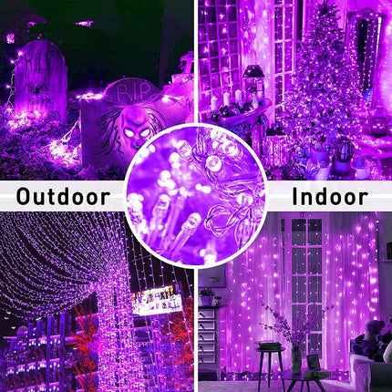 JMEXSUSS 500 LED (250LEDx2) Purple Christmas Lights, 163 FT Purple String Lights Outdoor Waterproof, 8 Modes Christmas String Lights Plug-in for Indoor Christmas Halloween Decorations