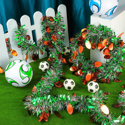 52.5 Feet Football Tinsel Garland 8 Pieces Green Tinsel Garland Superbowl Party Decorations Shiny Twist Garland Shiny Decoration for Boys Football Birthday Party Wreath Hanging Decor