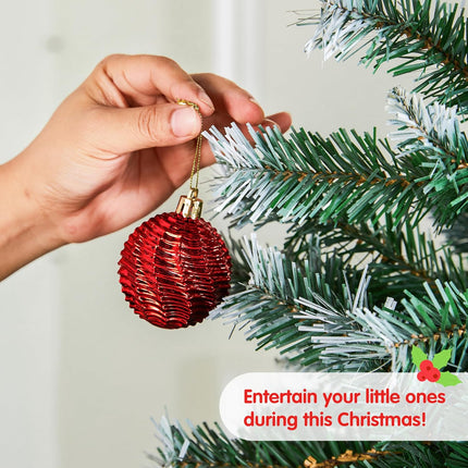JOIEDOMI 24 Pcs Red Christmas Balls Ornaments Set, 2.36" Christmas Tree Ornaments Shatterproof, Christmas Balls Hanging Decorations for Xmas Tree Wreath Garland Holiday Wedding Indoor Party Decor