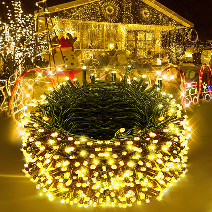 Christmas Lights 1000LED 66FT Waterproof Outdoor Christmas Lights Timer 8 Modes Twinkle Fairy Lights LED String Lights Indoor Christmas Tree Lights for Wedding Party Yard House Decor (Warm White)