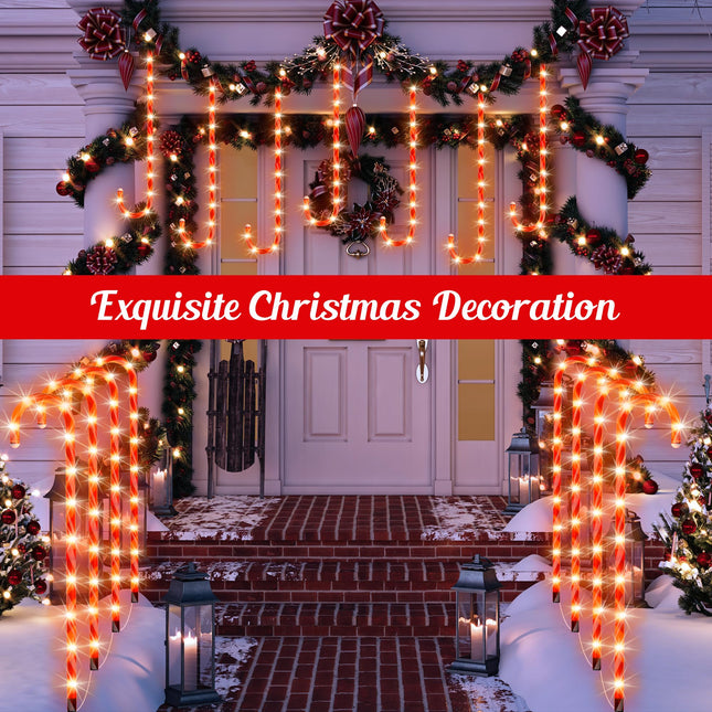 COOLWUFAN 24 Pack Christmas Candy Cane Lights, 33'' Light Up Candy Cane Decoration Outdoor Yard, Waterproof Christmas Decor Pathway Lights