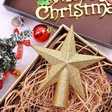 Aneco 4 Pieces 4 Inches Glitter Mini Christmas Tree Topper Mini Xmas Tree Topper Ornaments for Small Christmas Tree Decoration