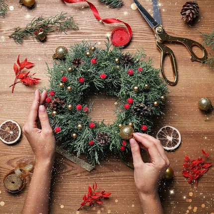 12 Pcs 12'' Christmas Wire Wreath Frames with Plier Metal Live Wreath Form Heavy Duty Wreath Frame Round Wreath Making Rings Base, Adjustable Shape, for Christmas, Green