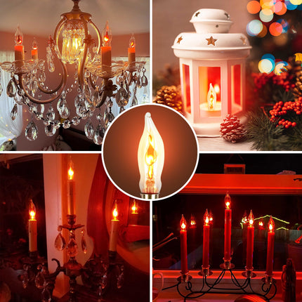 Flicker Flame Light Bulb 8 Packs for Hallowwen Christmas Decorative 3 Watt, 120V, E12 Flame Candelabra Light Bulbs