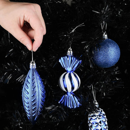 Prextex Christmas Tree Ball Ornaments - Blue Christmas Ornaments Set for Christmas, Holiday, Wreath and Party Decorations (24 pcs - Small, Medium, Large) Shatterproof