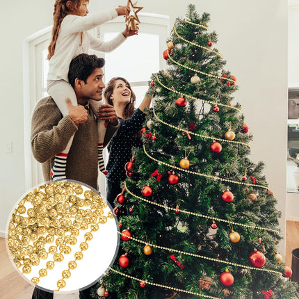 50 Feet Christmas Tree Beads Garland Artificial Pearl Strings for Decorating Plastic Beads Chain Roll for Xmas Home Fireplace Holiday Wedding DIY Decoration(Gold)