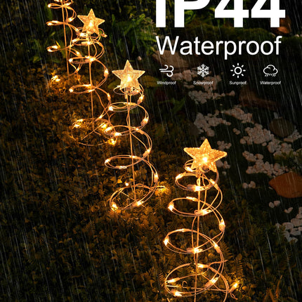 Spiral Christmas Tree Outdoor Decorations, 4 Pack Spiral Christmas Tree with Star Topper, Waterproof Lighted Spiraling Tree Pathway Lights for Indoor Outdoor Xmas Holiday Decor, Warm White