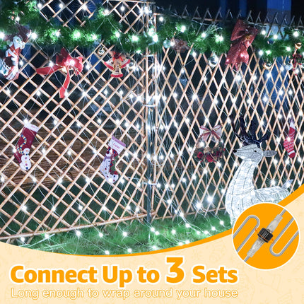 Ollny Net Lights Outdoor Mesh Lights 210LED 10x7ft, IP67 Waterproof Connectable Christmas Net Lights, 8 Modes Plug in Bush Lights for Tree Shrubs Outside Indoor Decorations, Cool White