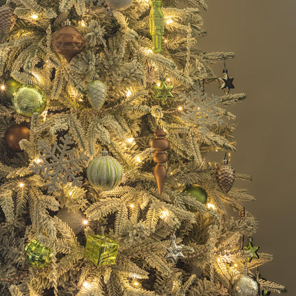 ITART 115pcs Christmas Tree Ornaments Assortment Neutral Including Star Tree Topper Balls Large Snowflakes Pine Cone Beads Garland Hanging Nutcracker Figurines for Christmas Tree Decor