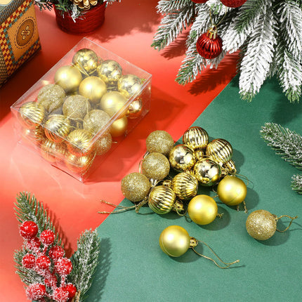 Sumind 48 Pieces Christmas Mini Balls Ornaments 1.2 Inch Miniature Glitter Balls Xmas Tree Small Hanging Decorations Pendants for Holiday Party Wedding Home DIY Craft Decor(Classic Style,Gold)