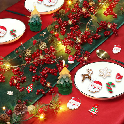 Sggvecsy Red Berry Garland Lighted Burgundy Berry Christmas Garland Artificial Berry Garland 6Ft for Christmas Winter Holiday Fireplace Mantel Table Year Indoor Outdoor Decoration