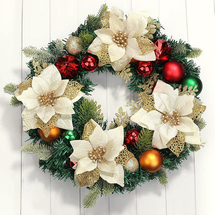 SITUMEIZI 24 Pcs Gold Poinsettia Artificial Christmas Flowers 5.5" Glitter Poinsettias Christmas Tree Decoration Flower with Stems & Clips for Wreath Xmas Tree Year Party Ornament Wedding