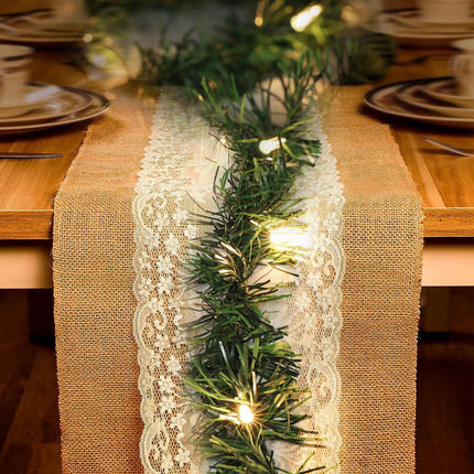 Twinkle Star's 15 ft Pre-lit Christmas Garland,Lighted Artificial Pine Garland with Plug in 35 Count Clear Incandescent Mini Lights, Perfect for Indoor/Outdoor Holiday Decorations