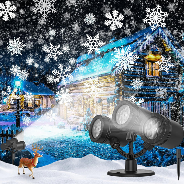 Snowflake Projector Light, Snowflake LED Christmas Light Projector - Waterproof Holiday Decorations for Outside Yard and House-【LL-050-2】