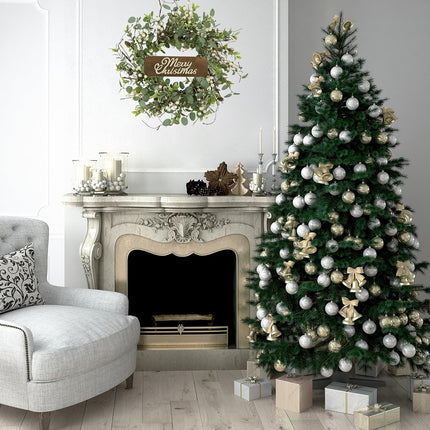 Christmas Wreath, Christmas Wreaths for Front Door, Winter Eucalyptus Wreath with Pine Cone and White Berry Wreath for Indoor Outdoor Farmhouse Wall Window Home Decoration.
